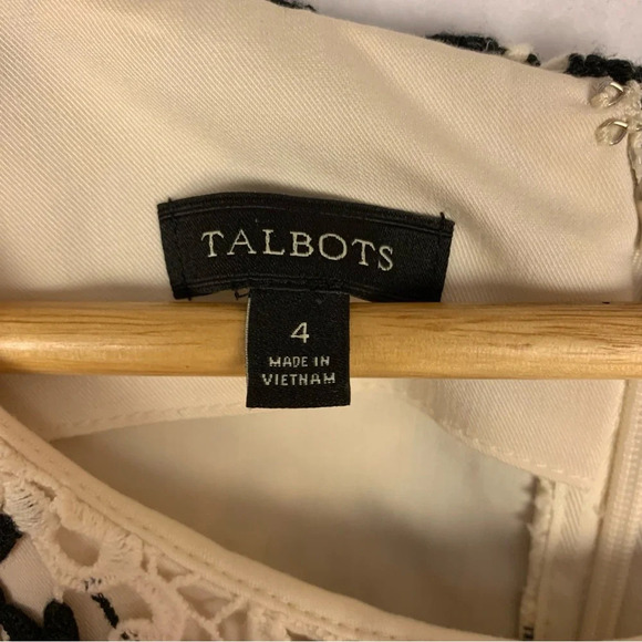 Talbots Black White Lace Overlay Chevron Shift Dress - Picture 5 of 6